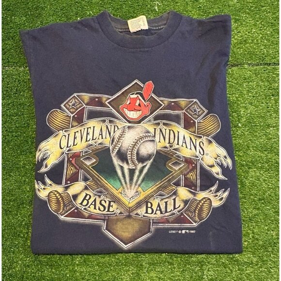 LOGO 7 Other - Vintage Cleveland Indians shirt mens large blue chief wahoo logo 7 baseball M